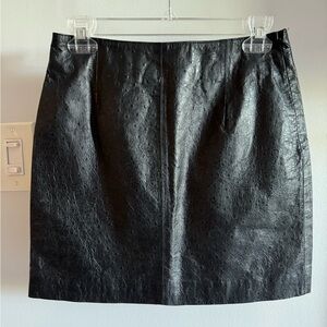 Vintage XOXO Black Leather 90’s - Y2K Edgy Cool Ostrich Look Mini Skirt Small